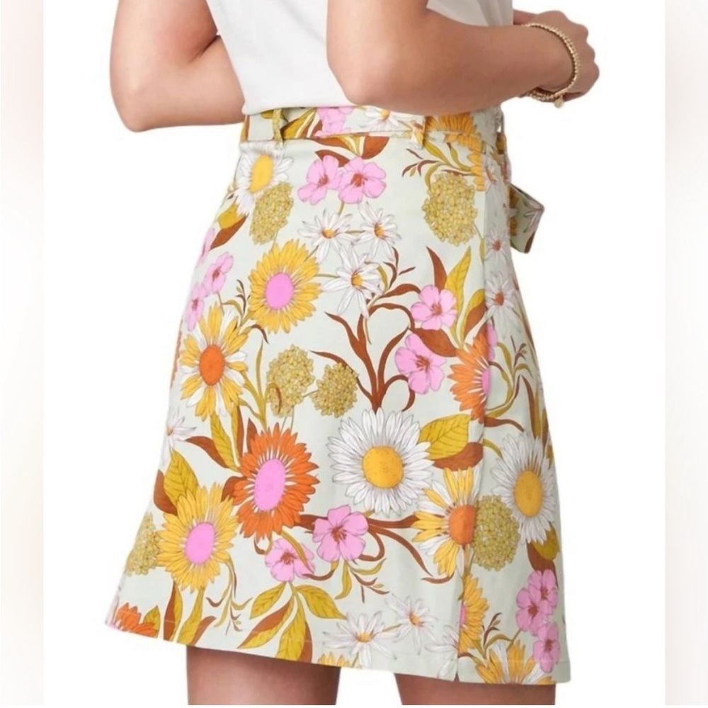 Spartina 449 Floral Midi Skirt in Cream, Pink & Yellow - Picture 2 of 9